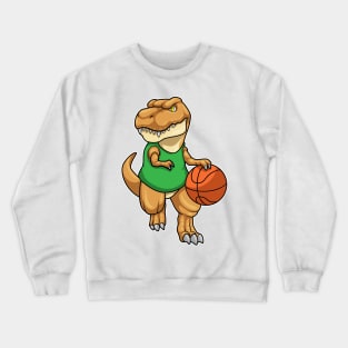 Dinosaur at Sports with Basketball Crewneck Sweatshirt